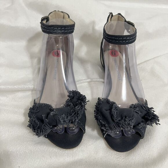 Vera Wang Lavender Shoes Womens 6 Sandal Flats Ankle Strap Fringe Bow Fashion - Picture 5 of 10